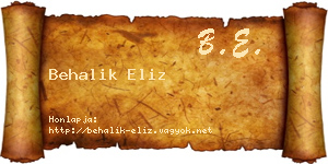 Behalik Eliz névjegykártya